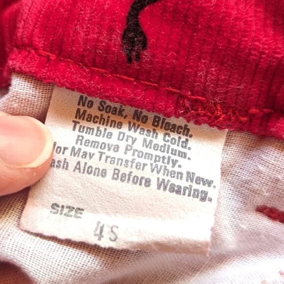 Vtg Oshkosh Bgosh Pants Boy Sz 4 90s Red Power Tools Corduroy Classic Rare Print - Picture 6 of 7
